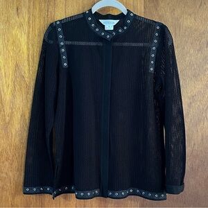 MISOOK Black Mesh Snap-Front Top Sz XS